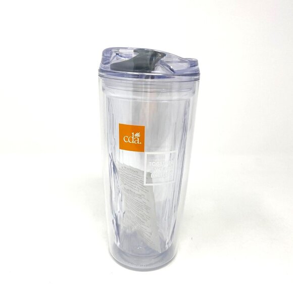 CDA Logo GEO 16 Oz Double Wall Clear Acrylic Tumbler Sip Straw Opening Hot Cold - Picture 7 of 10